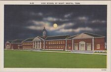 High School by Night Bristol, Tennessee TN c1930s UNP Postcard 7101.4 MR ALE picture