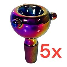 5x Pcs Rainbow 14mm Male Bowl Thick Glass Water Pipe Hookah Bong Tobacco Pipe US picture