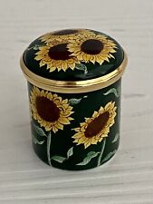 Vintage ￼Halcyon Days 3cm Screw Top Enamel Box - Sunflowers EC picture