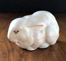 White Bunny Rabbit Figure Ceramic Hand Painted 1981 Vintage 4 3/4