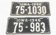 Vintage 1946 Iowa License Plate Tags Iowa Mixed Lot of 2     TF picture