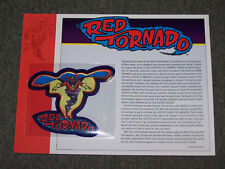 DC COMIC RED TORNADO CLOTH PATCH ON INFORMATION CARD WILLABEE & WARD  12 BY 9