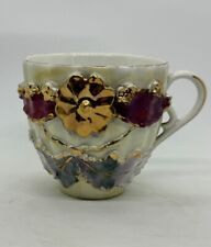 Vintage German.Lusterware Teacup with Ornate Gilt High Relief Floral Design picture