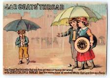 1880's J&P COAT'S THREAD*UMBRELLA*ENGLISH ON FRONT GERMAN ON BACK*TRADE CARD picture