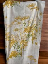 VTG MCM Japanese Asian Flowers Gold Green Linen Fabric For Curtains? 3 Yards picture