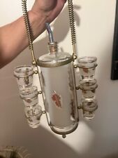Vintage Glass Liquor Pump Decanter and Six Shot Glasses picture