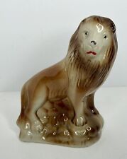 Vtg MCM Ceramic Lion Figurine Brazil 6.5” H Brazil Mid Century Zodiac Leo picture