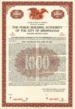 Public Building Authority of the City of Birmingham - $1,000 - Specimen Stocks & picture