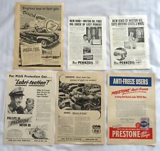 Vintage PHILLIPS 66-1947, 1949, PENNZOIL-1937, 1944 & PRESTONE-1944 magazine ads picture