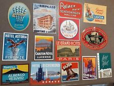 Vintage Lot/14 Original Luggage Souvenir Europe Decal Labels Travel for Crafts picture
