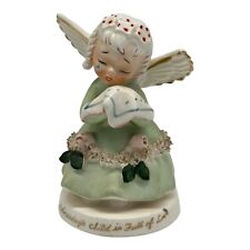 Vintage 50s Napco Wednesday's Child is Full of Woe Angel Figurine Spaghetti Trim picture