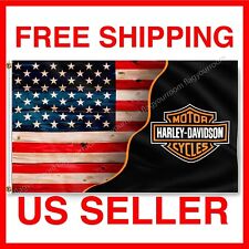 Harley Davidson 3x5 Ft Flag USA Flag Logo Banner Large Garage  USA picture