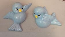 Vintage Blue Bird Bluebird of Happiness Wall Pocket Vases picture