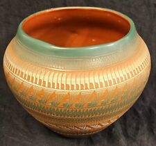 WOW RARE Large size T.C. Dineh Navajo Native American Etched Pottery Vase picture