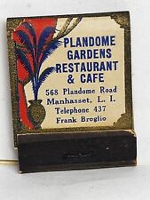 Vintage 1930's PLANDOME GARDENS RESTAURANT CAFE Matchbook Cover - Long Island NY picture