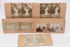 Lot of 5 Homemade Stereoviews Woman with Dog, People Rowing Boat, Scenic View picture
