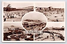 c1930s~Weston-super-Mare~Multi-view~Pier~Gardens~Pool~England~Vtg RPPC Postcard picture