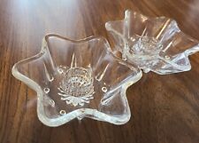2 Vtg Anchor Hocking Clear Glass 6 Point Star Candlestick Taper Holders picture