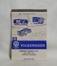 Vintage Everhart Imports Volkswagen Matchbook Cover Janesville WI Advertising picture