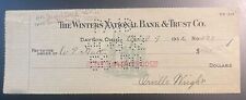 Orville Wright 1932 Bank Check Signed - Great Autograph - Twice Signed picture