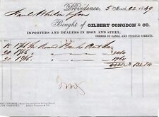Gilbert Congdon Co Providence RI 1849 Billhead Iron & Steel picture