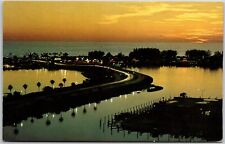 Clearwater Beach At Twilight Memorial Causeway Florida Gulf Of Mexico Postcard picture