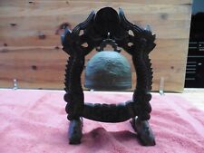 Antique wooden brass bell asian dragon coy fish picture