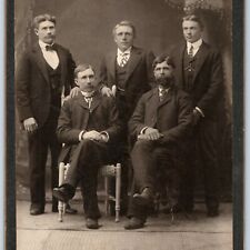 ID'd c1880s Northwood, IA Handsome Group of Men Cabinet Card Photo Osmonson B9 picture