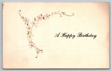 Postcard A Happy Birthday Greetings With Purple Pink Flower Vine VTG c1911  H18 picture