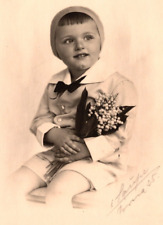 Nicely Dressed Young Child Poses For Portrait Bow Tie VINTAGE Postcard picture