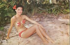 Post Card Glamour Girl Bathing Beauty Pin Up Hibiscus Girl Florida Hawaii *1 picture