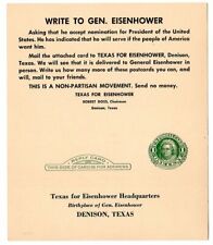 1952 Texas Dwight Eisenhower Draft Pledge Support Card picture