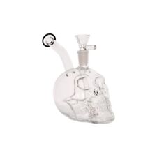 Halloween Clear Skull Glass Hookah Bong Water Pipe with Black Accented Lip picture