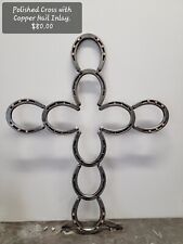 Handmade Horseshoe Cross. Polished With Copper Nail Inlay. picture