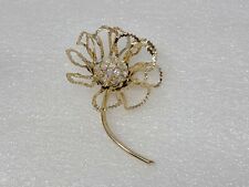 Vintage 1968 Sarah Coventry Allusion AB Rhinestone Flower Brooch Gold Tone picture