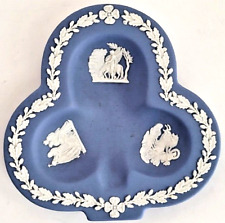 Wedgewood England Blue Jasperware Small Trinket Plate Dish Tray Club Shaped picture