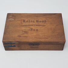 Cigar Box Robin Hood Inn Wood Hinged With Latch Factory 2254 5th Dist. NJ READ picture