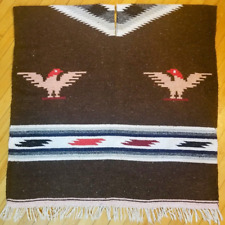 VTG Mexican Native American Woven Wool Striped Poncho Serape Cape Navajo 77