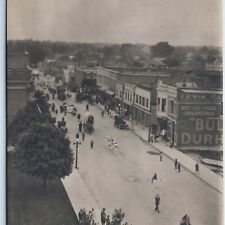 1900s Mystery Busy US Downtown RPPC Parade Bull Durham Tobacco Sign Main St A111 picture