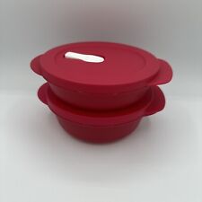 2 Tupperware CrystalWave Duo Round Bowl  Microwave 1.5c, 2.25cup-  Set new picture