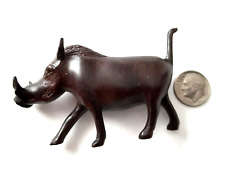 Vintage Hand Carved Warthog Wild Boar Pig Hard Wood Figurine Decor nice detail picture