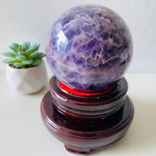 A+ 2.64LB Natural Dreamy Amethyst Sphere Quartz Crystal Ball Healing+stand CA104 picture