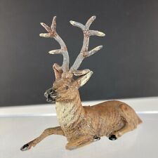 Vintage Germany Cast Pot Metal Laying Stag Deer Buck Painted Figure picture