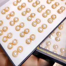 A pair Freshwater pearl White Baroque earrings 18K winding Bridal Teens Handmade picture