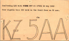 1946 Panama Canal Zone KZ5AA Vtg Ham Radio Amateur QSL Card Postcard WWII Era picture