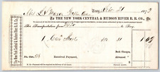 New York Central and Hudson River Railroad 1872 Freight Receipt Troy, NY Scarce picture