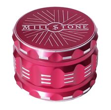 Millstone Herb Tobacco Grinder Large  4-Piece Metal 2.5 inch Magnetic Top Red picture