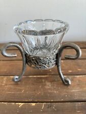 Clear  Cut Glass Potpourri Bowl with Decorative Metal Stand- lovely picture