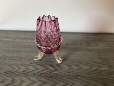 Antique Vase Dark Pink Venetian From 1900-1920 Diamond Quilted Cranberry Vase picture