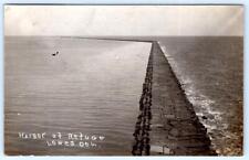 1908 RPPC LEWES DE HARBOR OF REFUGE DELAWARE BAY BREAKWATER JETTY PHOTO POSTCARD picture